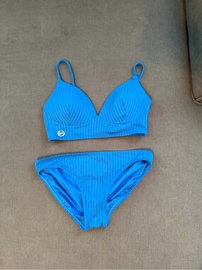 Michael Kors Blue Ribbed Bikini Two-Piece